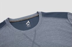 A close-up photo of a gray athletic tee-shirt from Alive